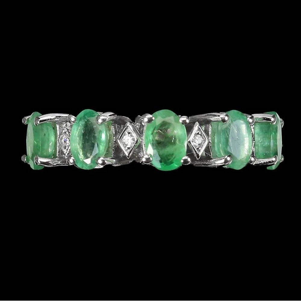 Emerald Ring, Gemstone Eternity Ring, May Birthst… - image 2